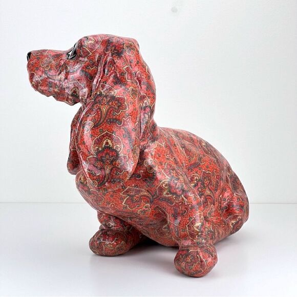 Vintage Decoupage White's Whachamacallits Hand Made Basset Hound Statue … - Picture 4 of 12